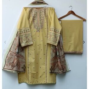 Embroidered Yellow Traditional Dress Set